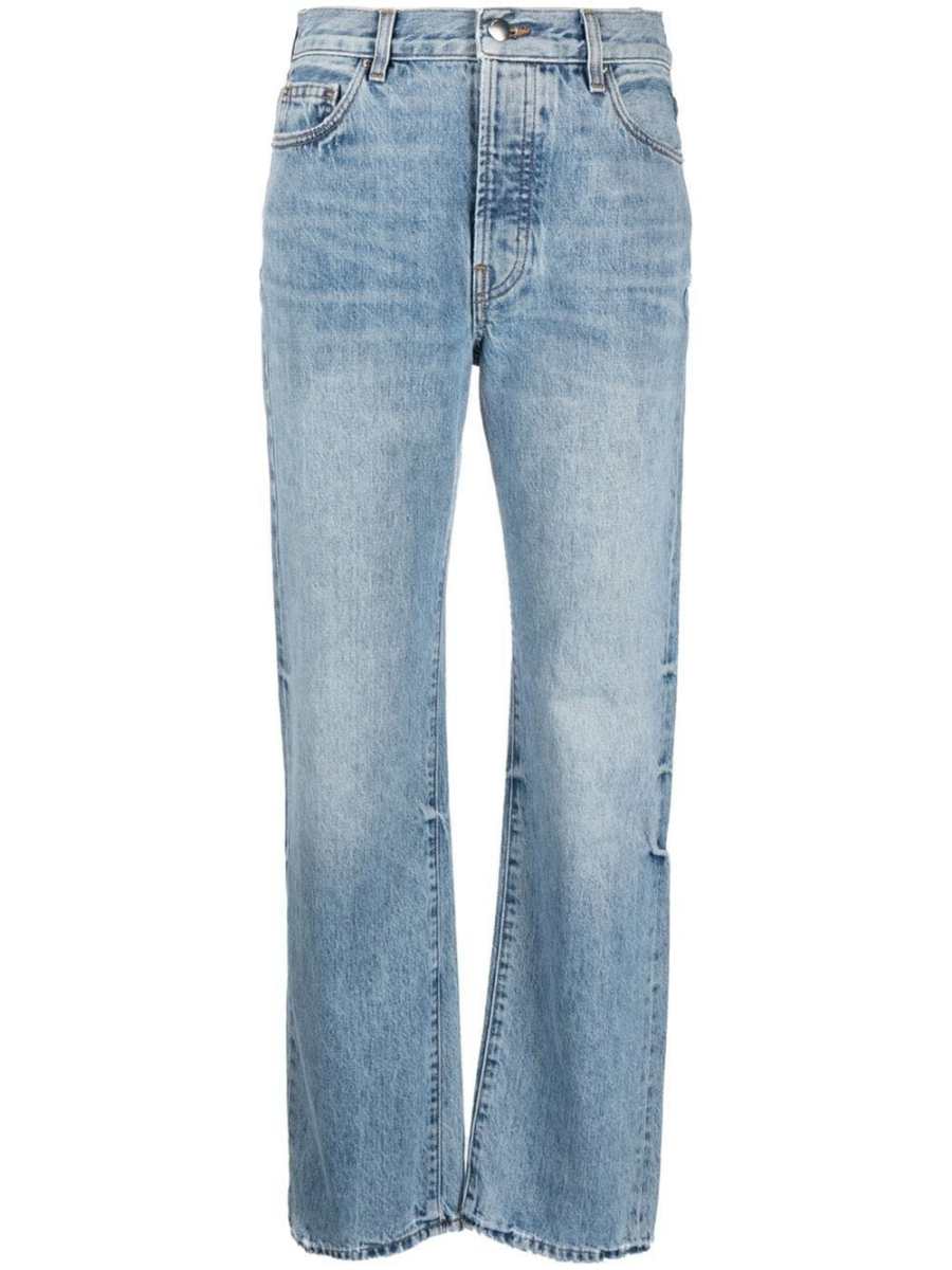 stonewash straight-leg jeans