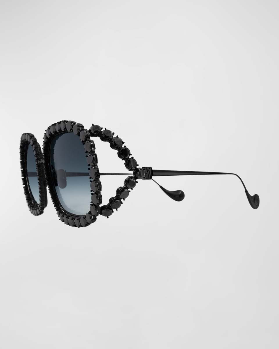 Starry Sky Black Mixed-Media Square Sunglasses