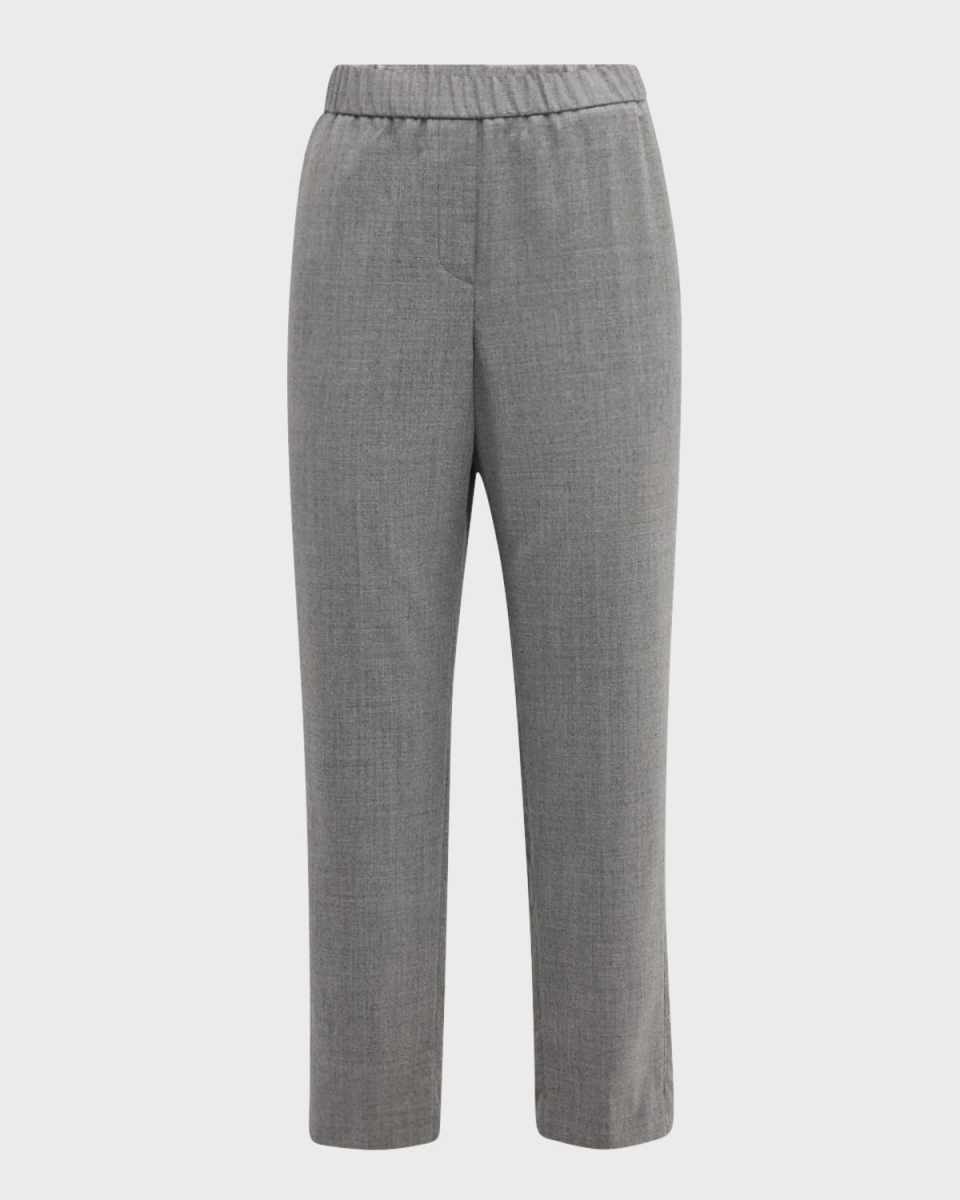 Cropped Chain-Trim Straight Pants