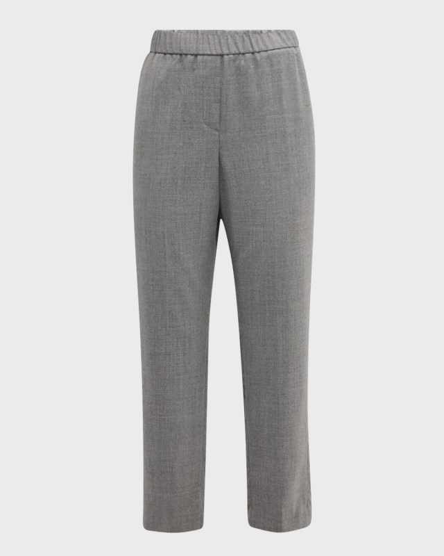 Cropped Chain-Trim Straight Pants