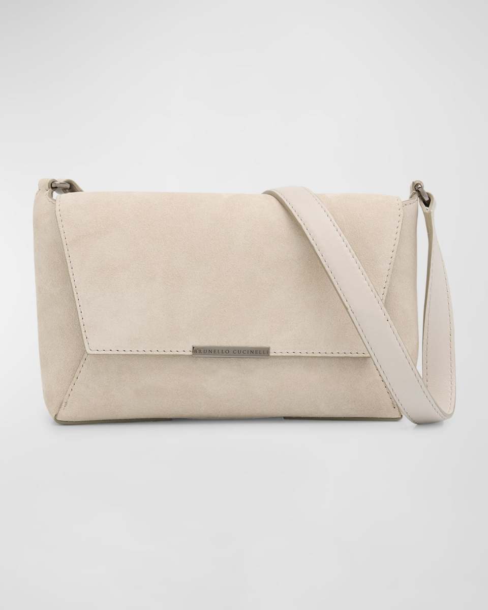 Geo Flap Suede Crossbody Bag