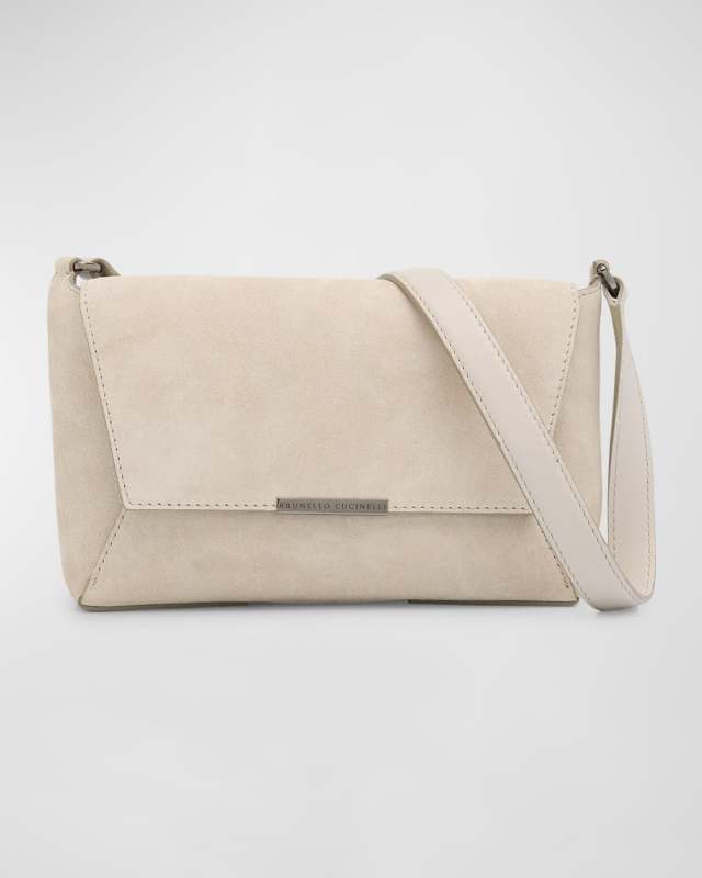 Geo Flap Suede Crossbody Bag