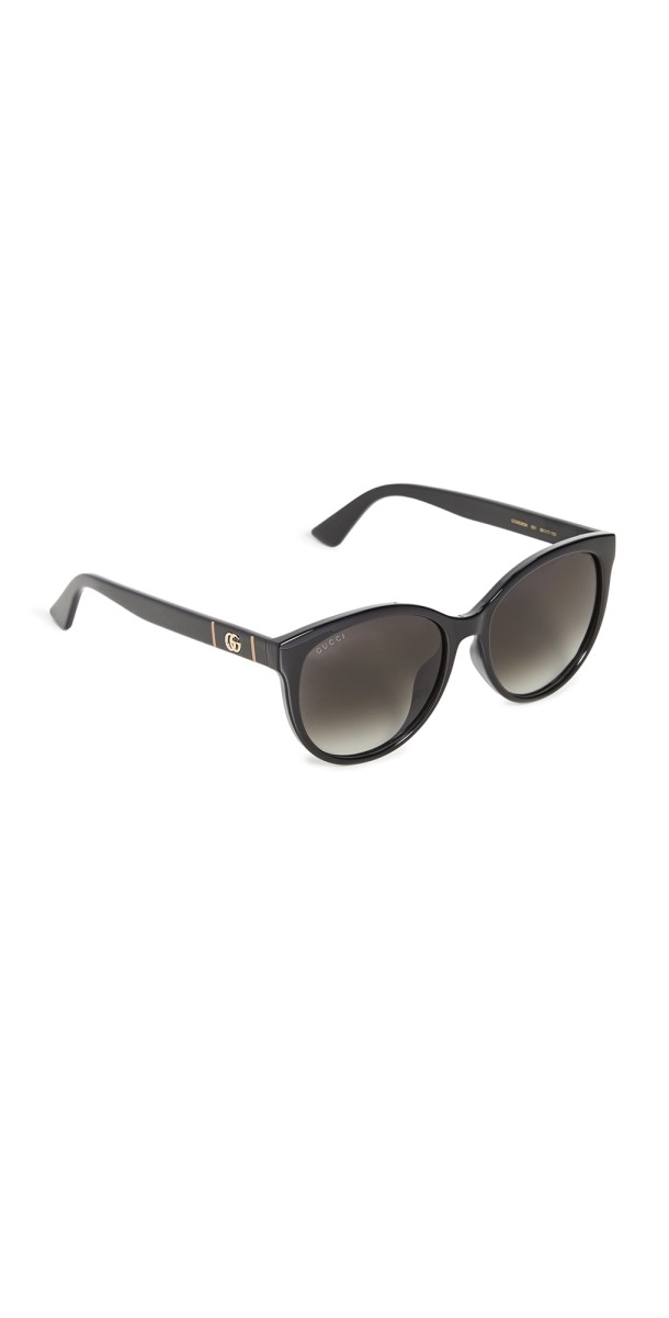 Gucci Logo Soft Cat Eye Sunglasses Shiny Black