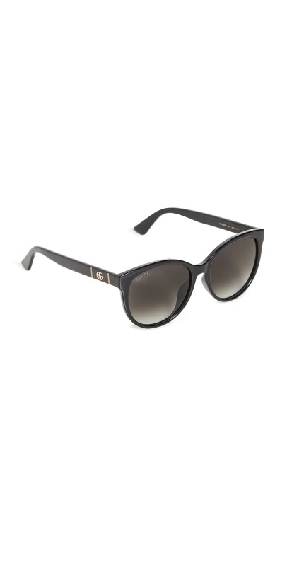 Gucci Logo Soft Cat Eye Sunglasses Shiny Black