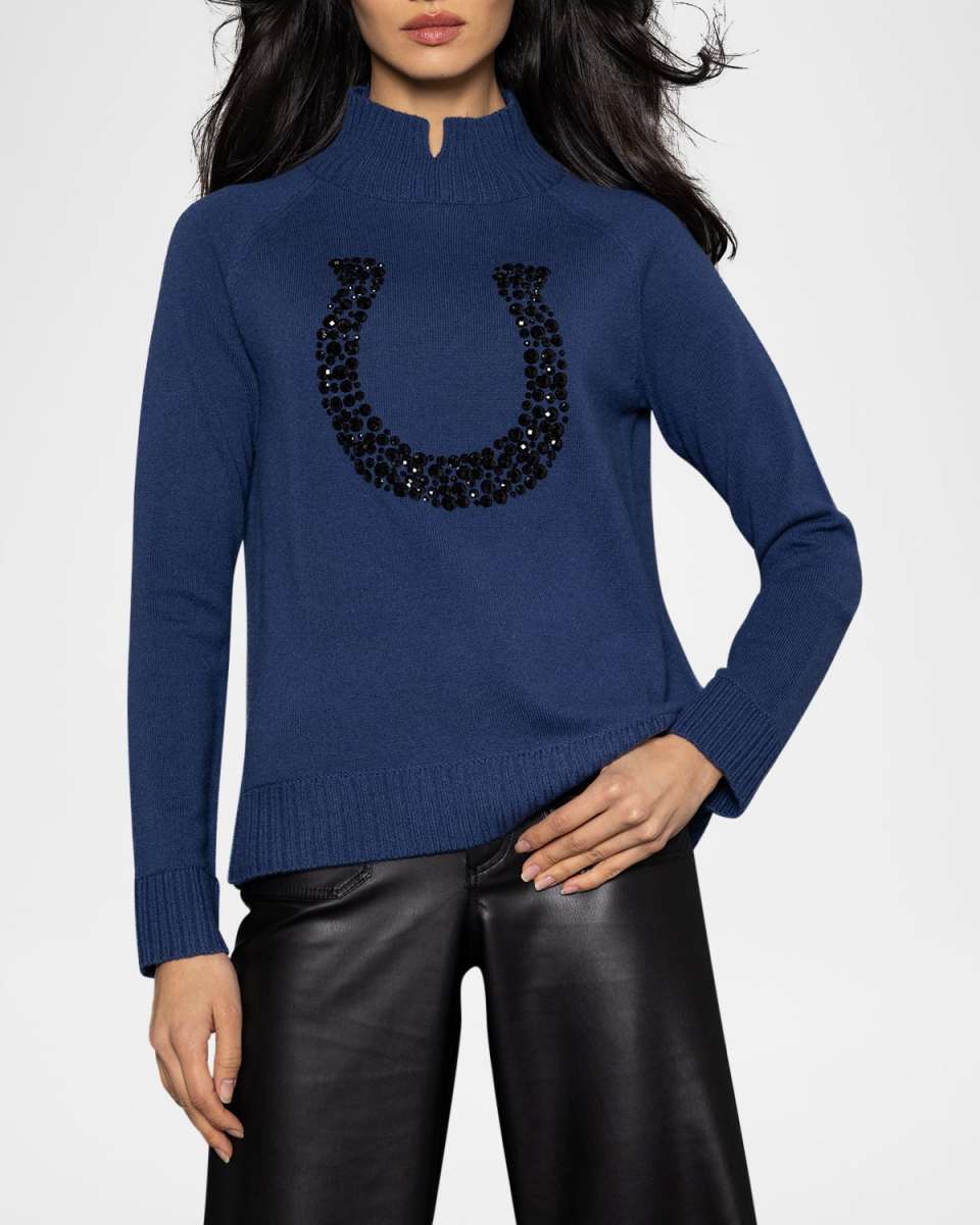 Lucky U Rhinestone Horseshoe Sweater