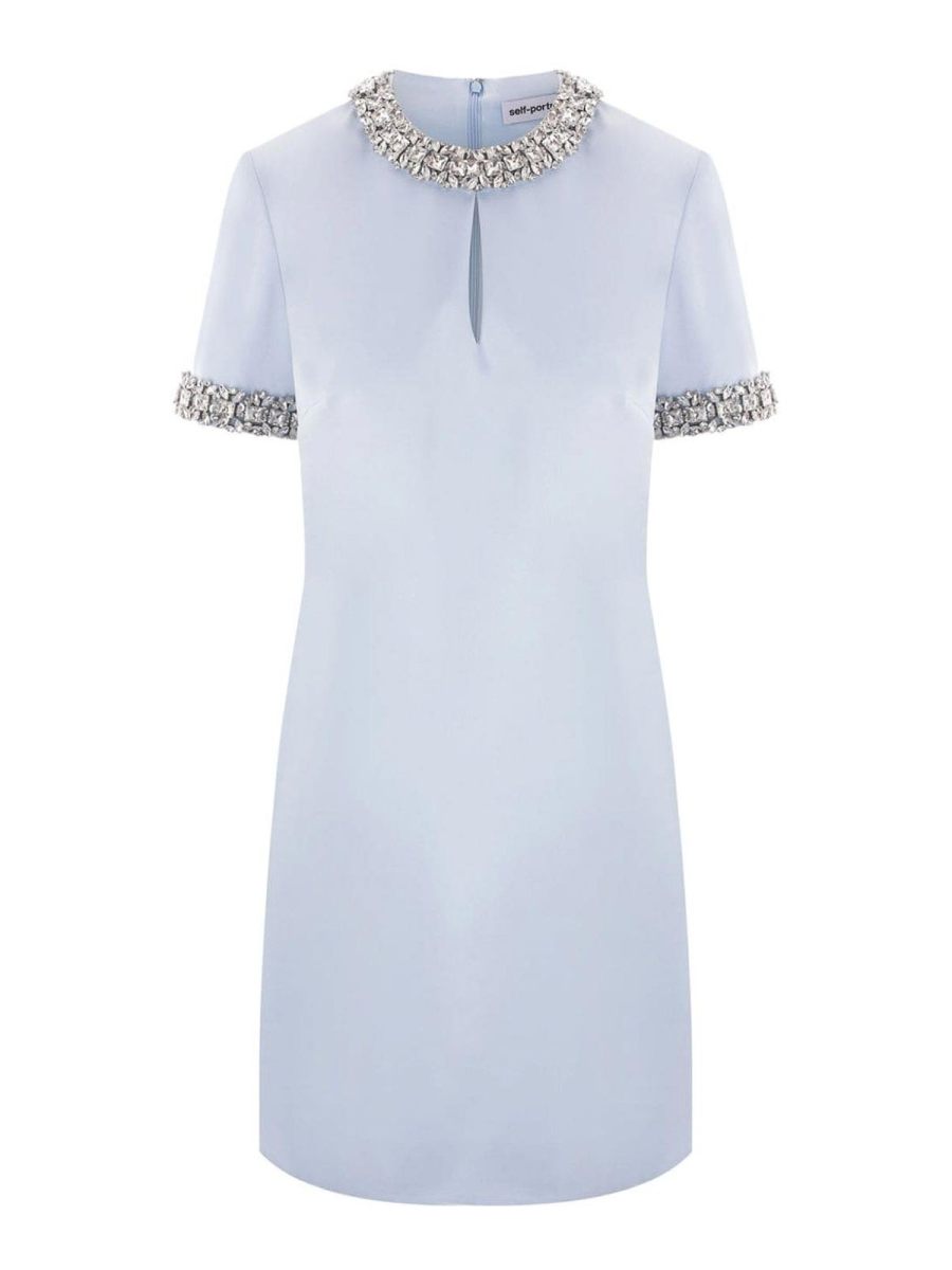 Self Portrait Robe Courte - Bleu Clair