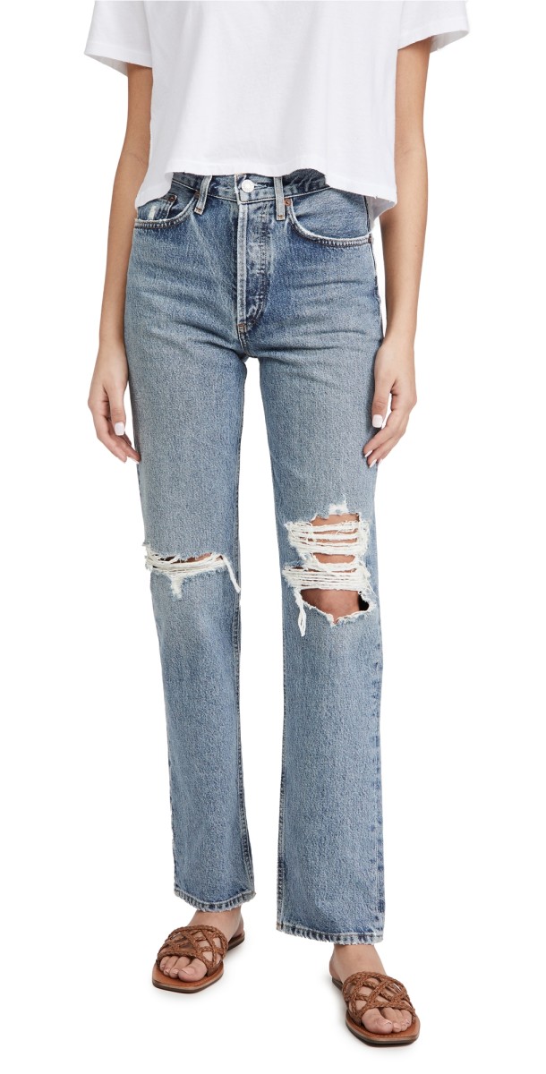 AGOLDE Lana Mid Rise Straight Jeans Backdrop