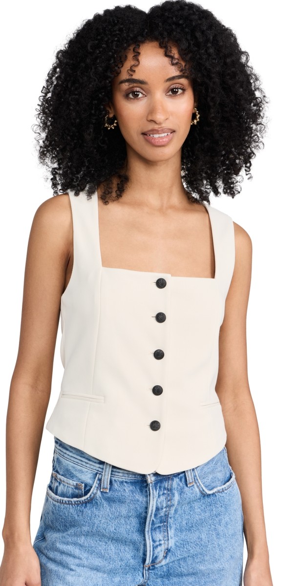 rag & bone Mariana Italian Twill Vest Ivory