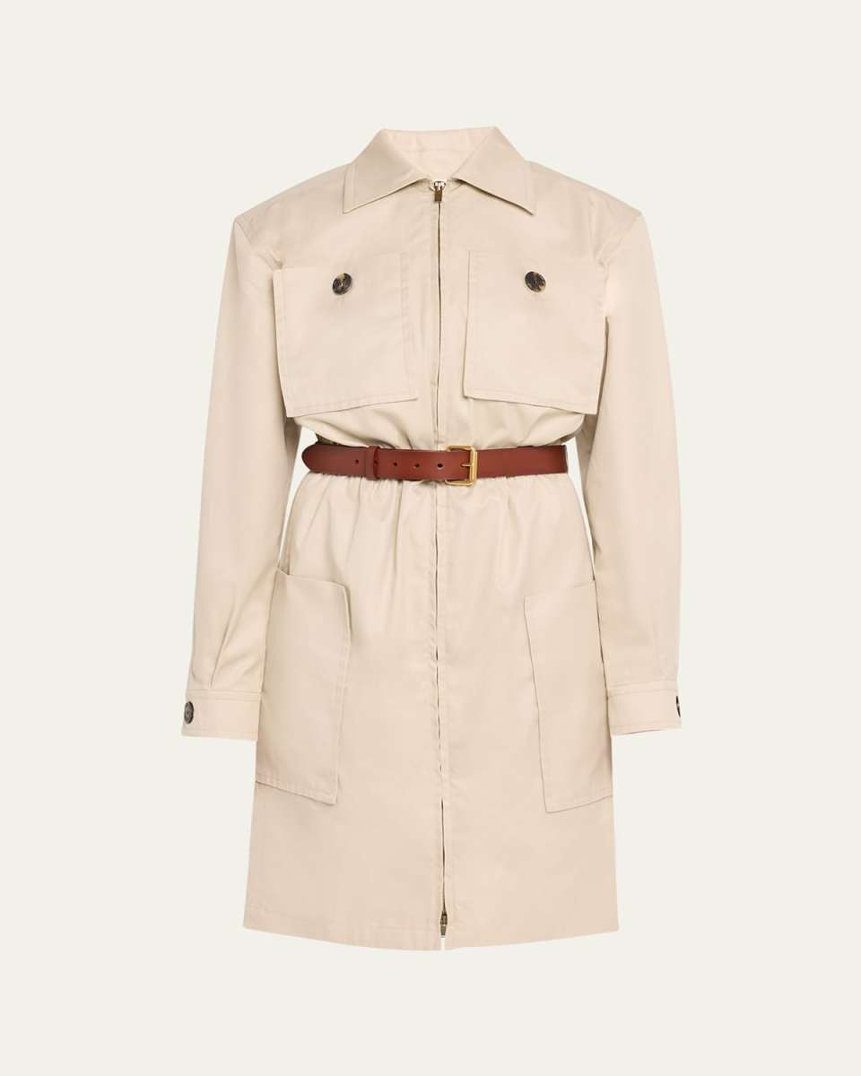 Short Cargo Pocket Zip Front Shirtdress