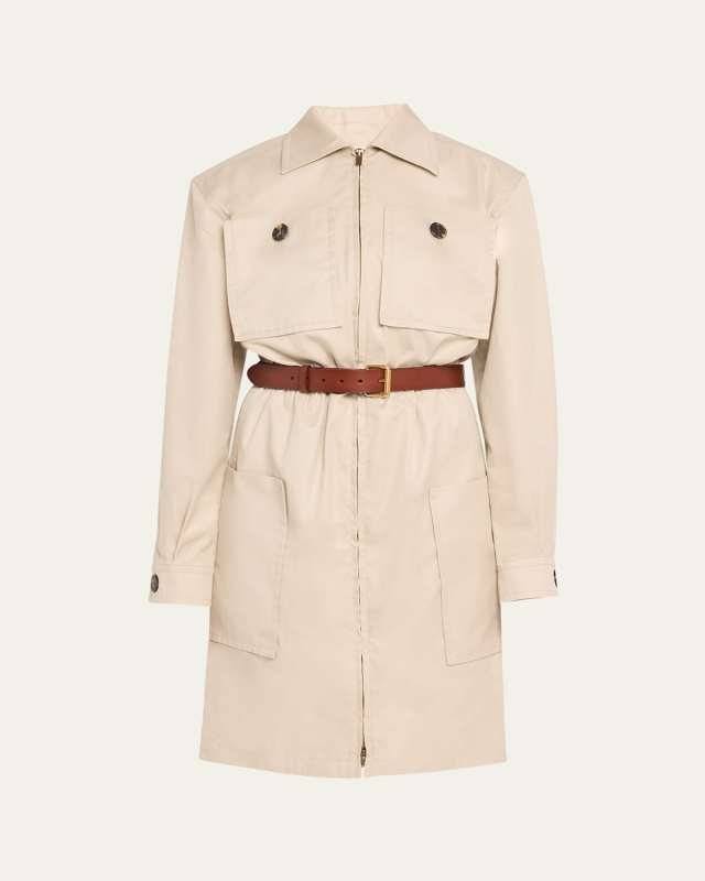Short Cargo Pocket Zip Front Shirtdress