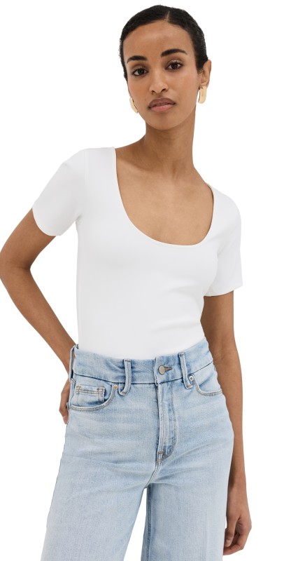 Good American Scuba Scoop Crop Tee Black001