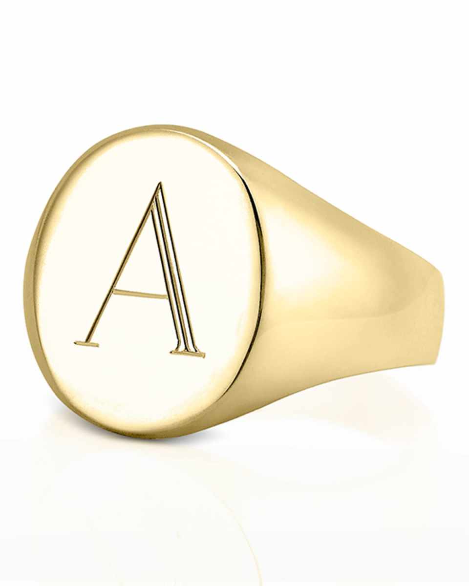 Lana 14K Gold Initial Signet Ring, Size 3-
