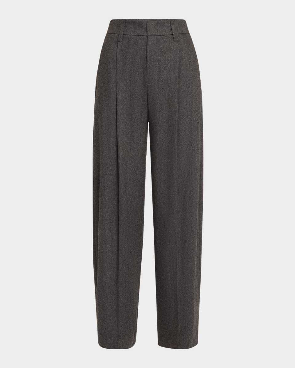 Wide-Leg Herringbone Trousers