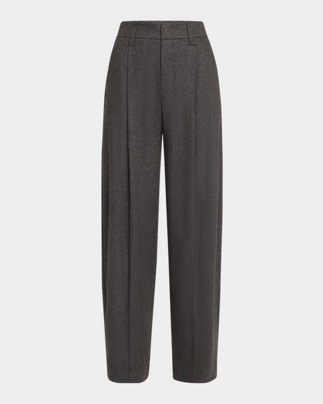 Wide-Leg Herringbone Trousers
