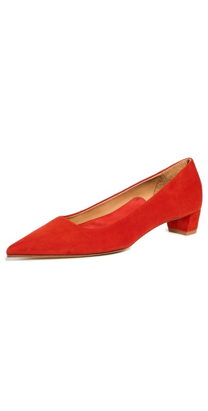 AEYDE Judi Kid Suede Leather Red Pumps Red