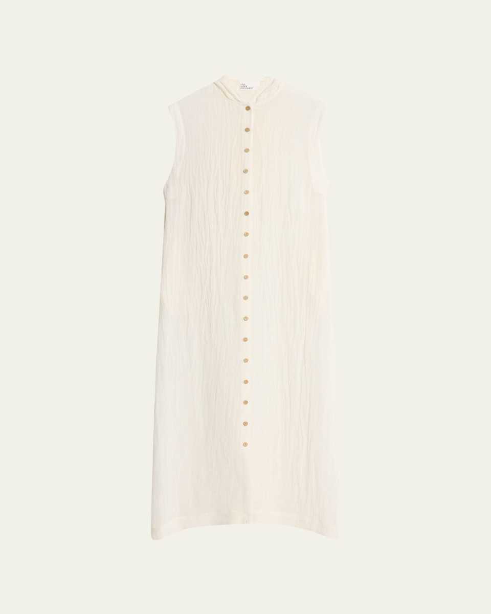 Sheer Button-Front Sleeveless Caftan