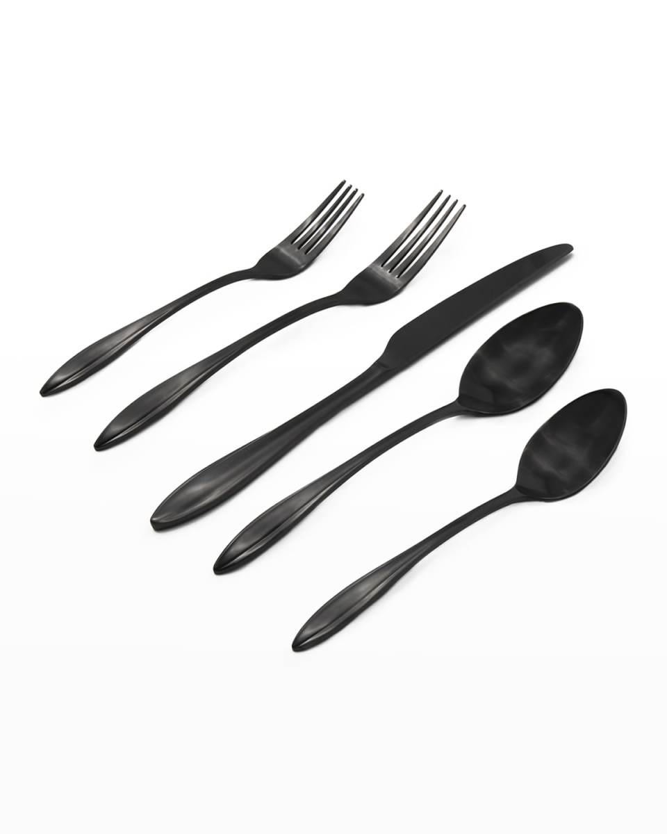 Unica Matte Black 20-Piece Flatware Set