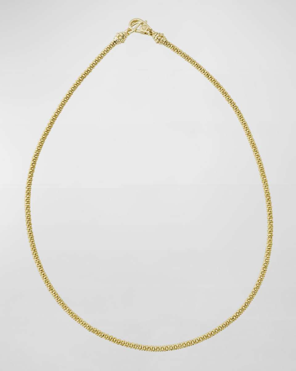 3mm 18K Gold Caviar Rope Necklace, 16"L