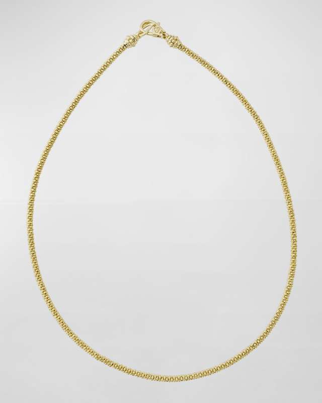 3mm 18K Gold Caviar Rope Necklace, 16"L