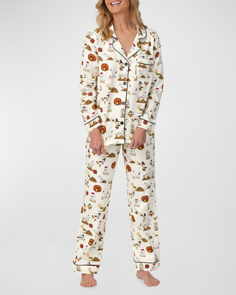 Thanksgiving Peanuts-Print Jersey Pajama Set