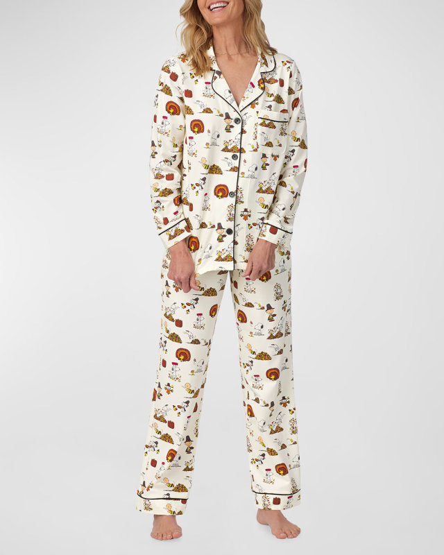 Thanksgiving Peanuts-Print Jersey Pajama Set