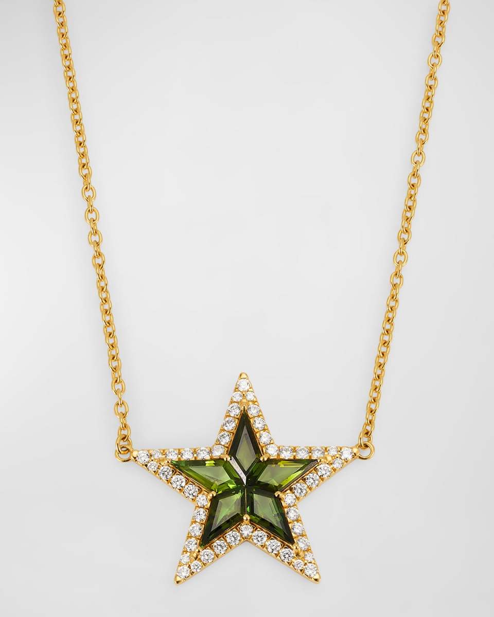 18k Yellow Gold Kite Tourmaline Star Necklace