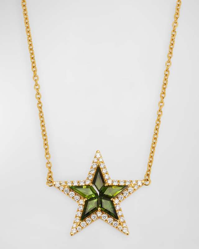 18k Yellow Gold Kite Tourmaline Star Necklace