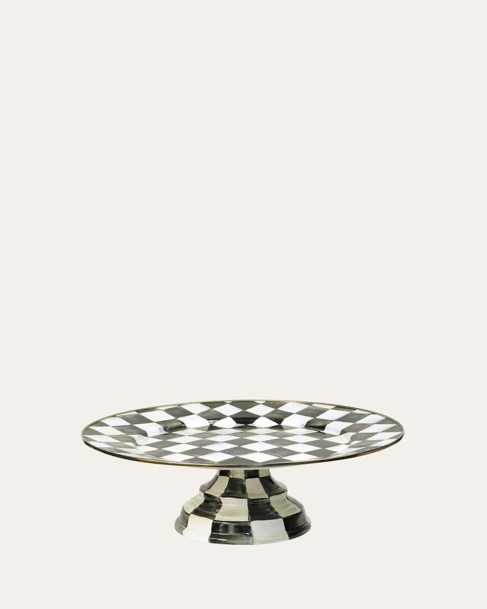 Courtly Check Enamel Pedestal Platter, Large
