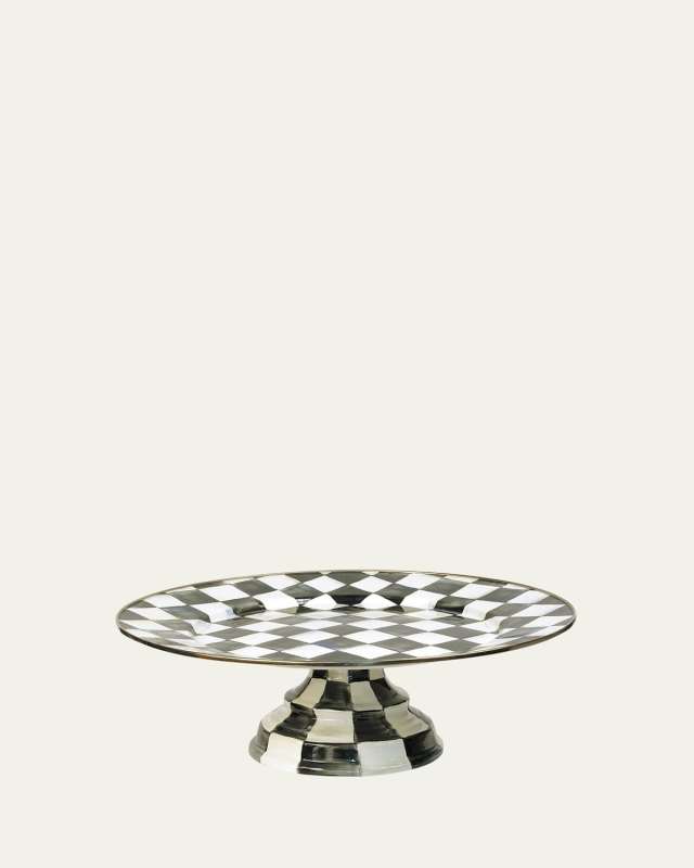 Courtly Check Enamel Pedestal Platter, Large
