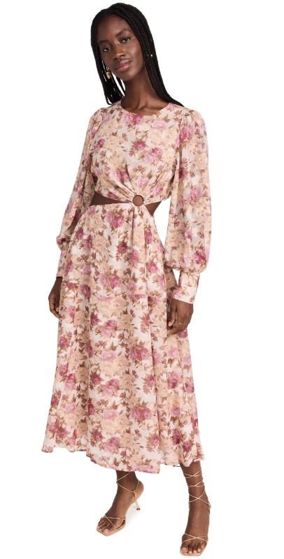 En Saison Lissandra Midi Dress Pink Multi