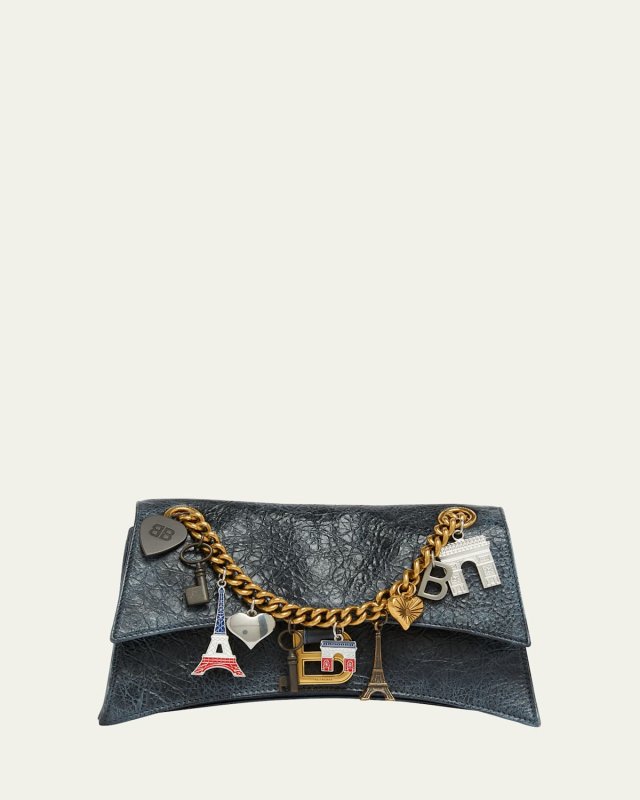 Crush Small Charm Distressed Leather Shoulder Bag