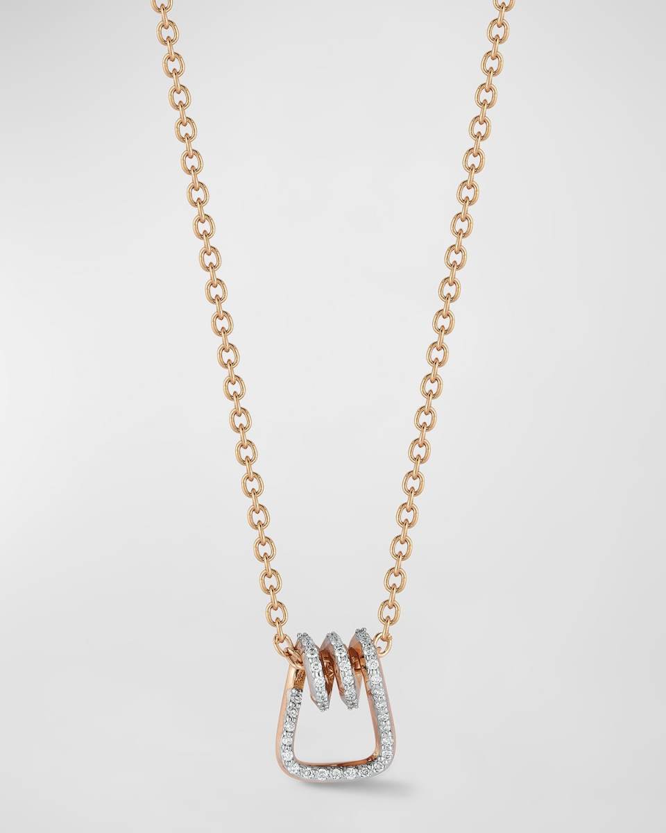 Huxley 18k Rose Gold Diamond Coil Link Pendant Necklace