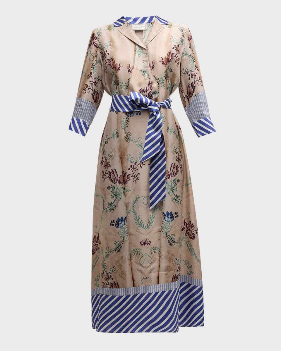Paisley-Print Silk Maxi Shirtdress
