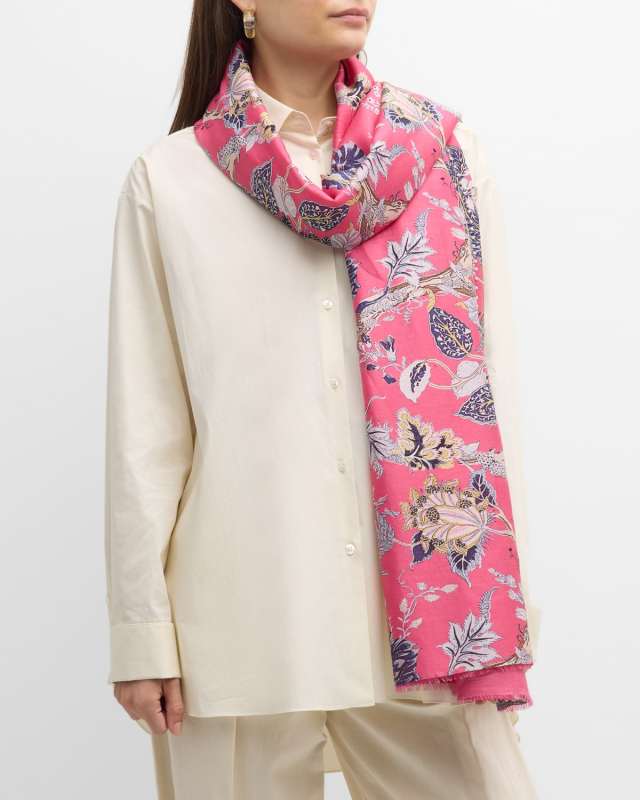 Chintz Beaded Cashmere-Silk Scarf