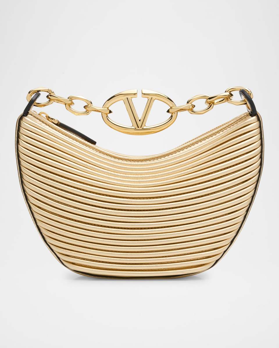VLOGO Mini Textured Calfskin Moon Hobo Bag