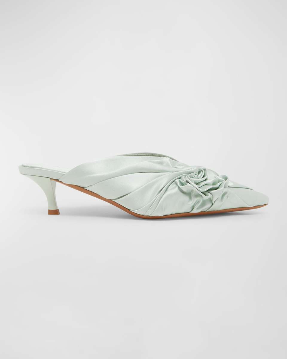 Show Twist Silk Kitten-Heel Mules