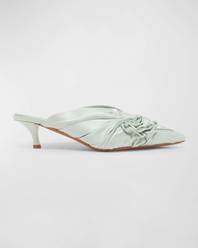 Show Twist Silk Kitten-Heel Mules