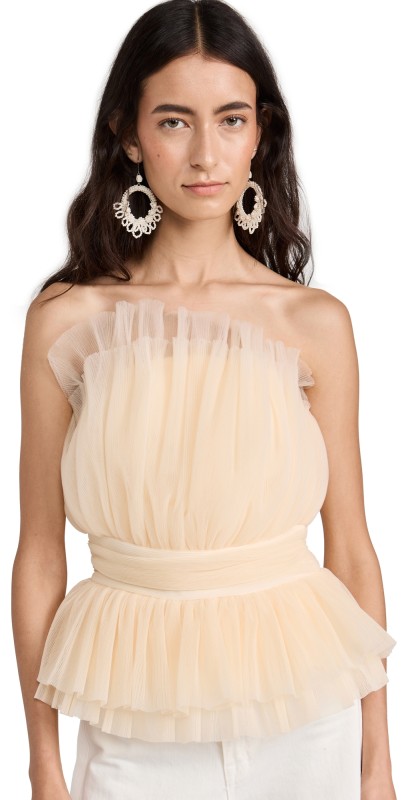 endless rose Strapless Tulle Banded Top Ivory