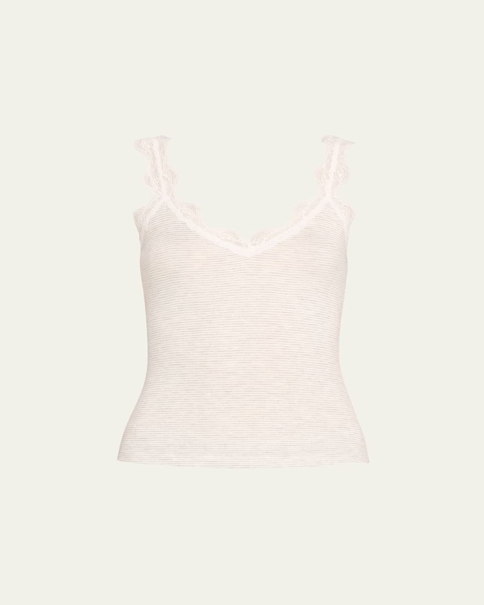 Mariela Positano Striped Lace-Trim Tank