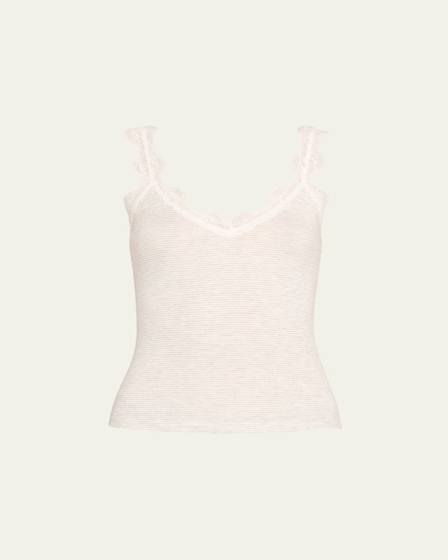 Mariela Positano Striped Lace-Trim Tank