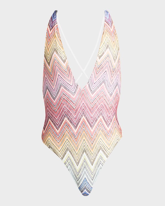 Chevron Plunge One-Piece Swimsuit