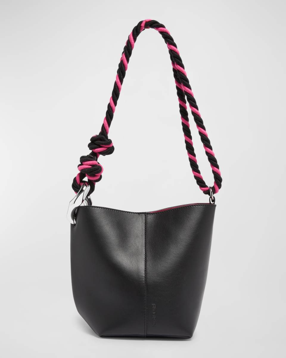 Corner Small Smooth Leather Bucket Bag