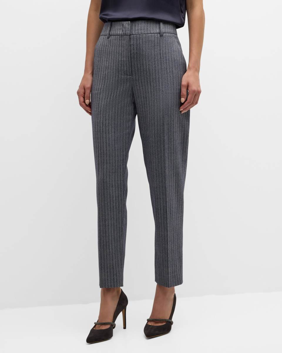 Striped Virgin Wool Slim Pants