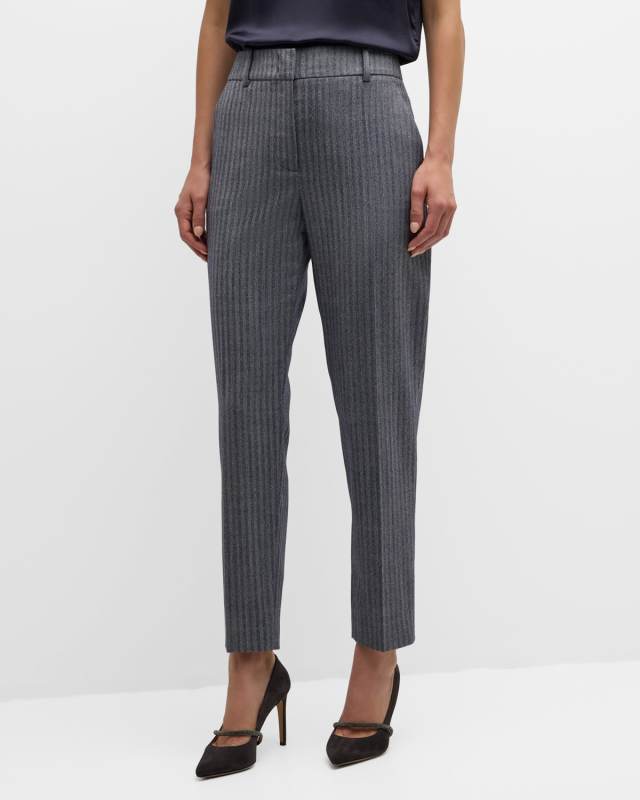 Striped Virgin Wool Slim Pants