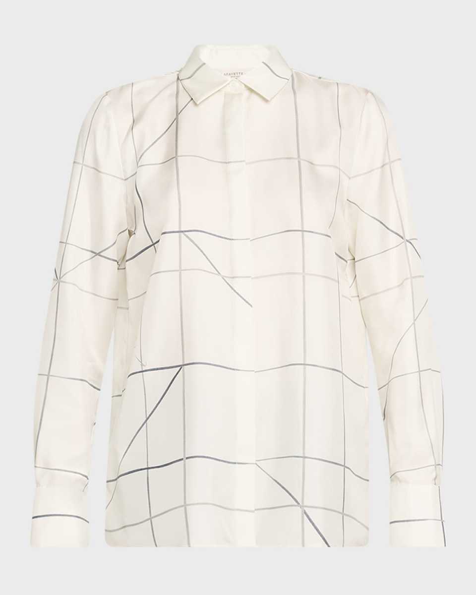 Scottie Graphic-Print Silk Twill Blouse