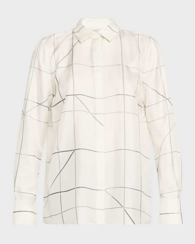 Scottie Graphic-Print Silk Twill Blouse