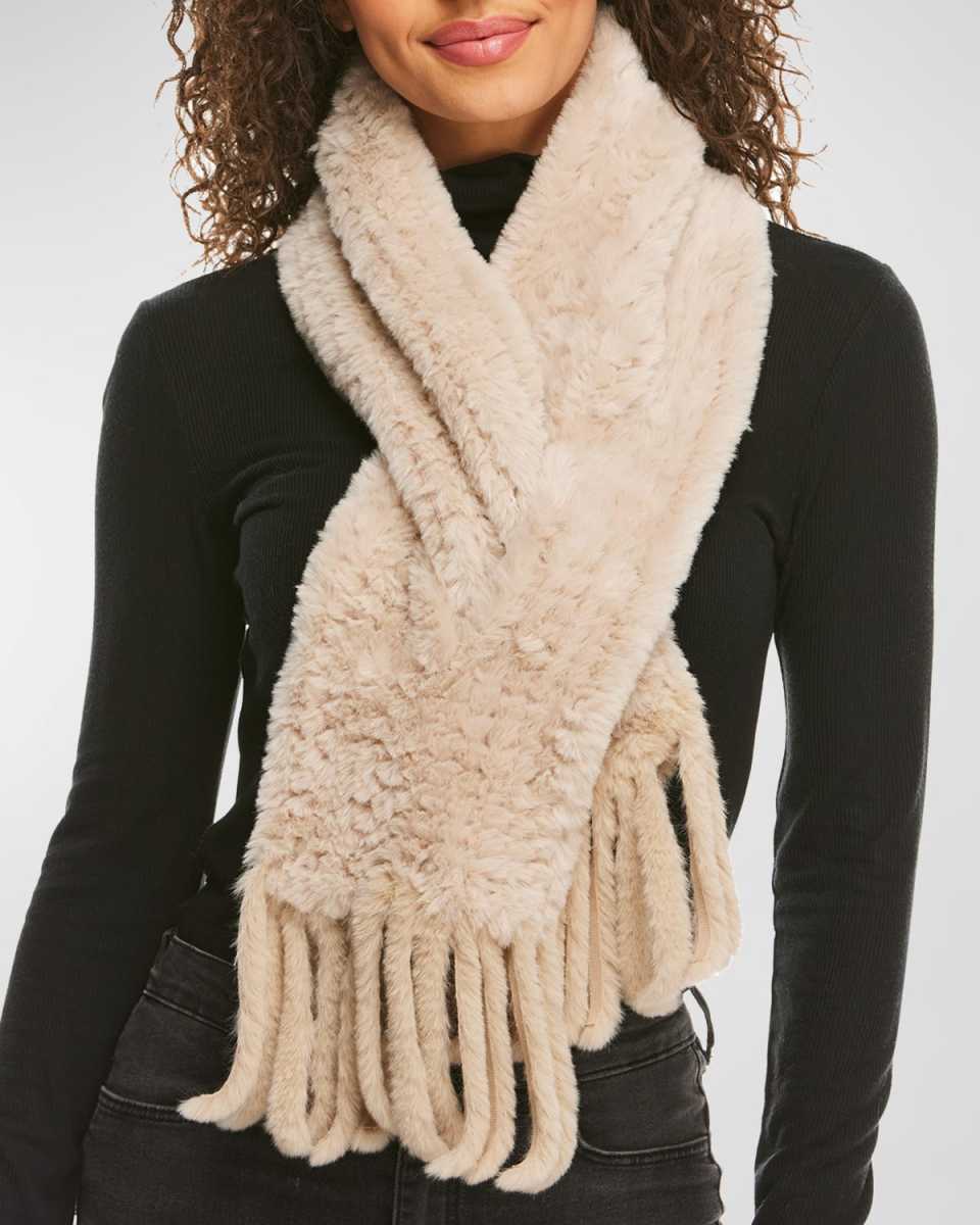 Knitted Faux Fur Fringe Scarf