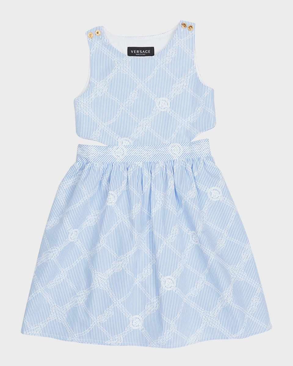Girl's Pop Stripe Rope Check Dress, Size 8-14