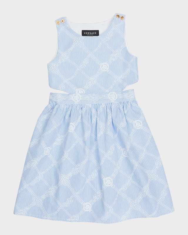 Girl's Pop Stripe Rope Check Dress, Size 8-14