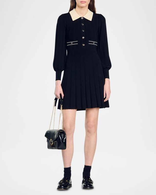 Lison Short Fit-Flare Pleated Dress